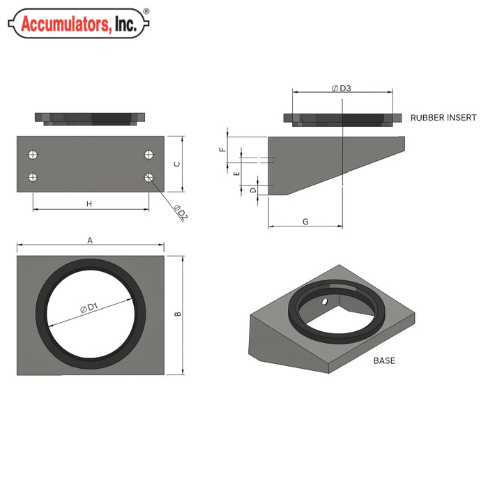 2.5-15 Gal Bladder Accumulator Base (Accumulators, Inc) (AI-S-512)