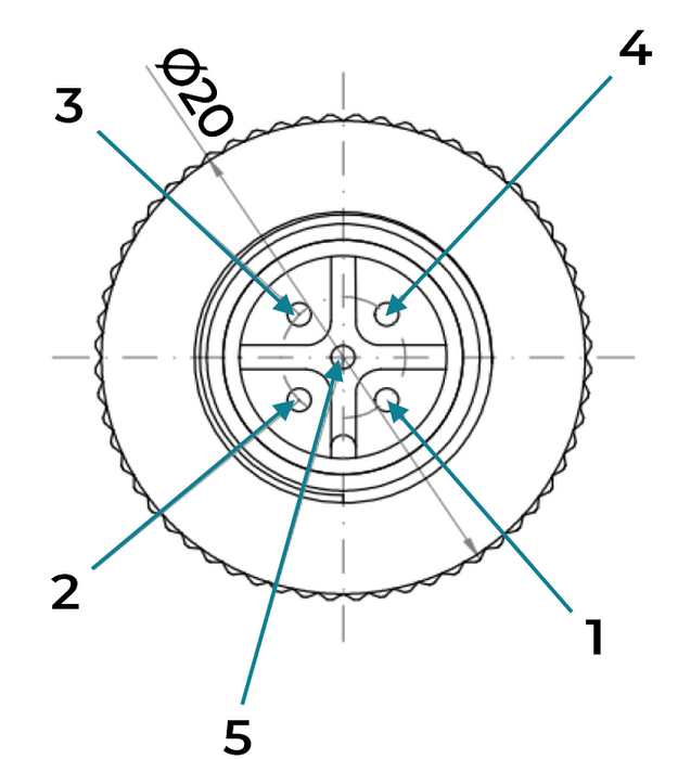 M12x1, 5 Pole Female Field Wireable Connector PSE1
